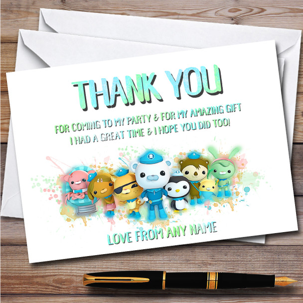 Octonauts The Gang Splatter Art Children's Birthday Party Thank You Cards