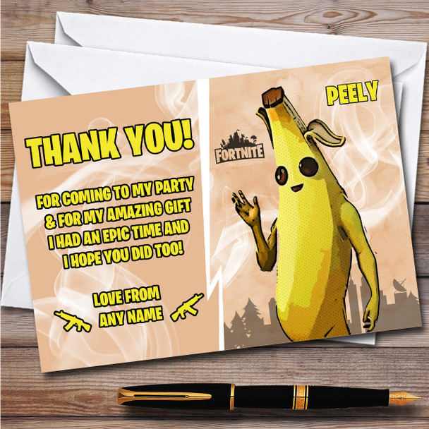 Peely Gaming Comic Style Fortnite Skin Children's Birthday Party Thank You Cards