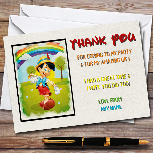 Pinocchio Colourful Vintage Children's Birthday Party Thank You Cards