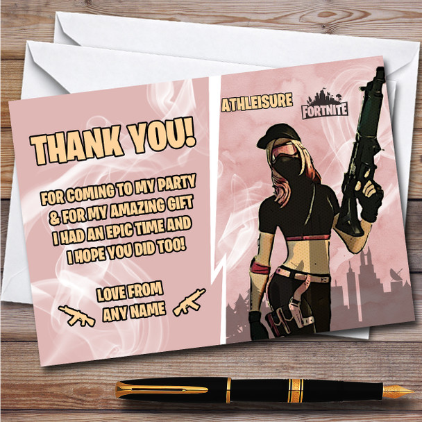 Athleisure Gaming Comic Style Fortnite Skin Birthday Party Thank You Cards