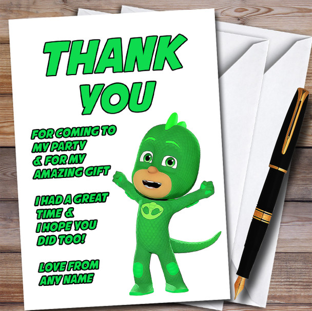 Pj Masks Gekko Art Children's Kids Personalized Birthday Party Thank You Cards