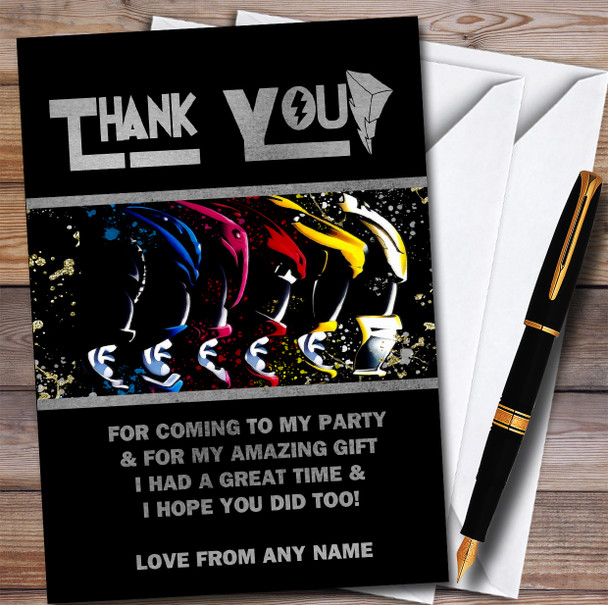 Power Rangers Head On Splatter Art Children's Birthday Party Thank You Cards