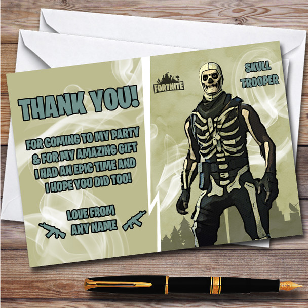 Skull Trooper Gaming Comic Style Fortnite Skin Birthday Party Thank You Cards