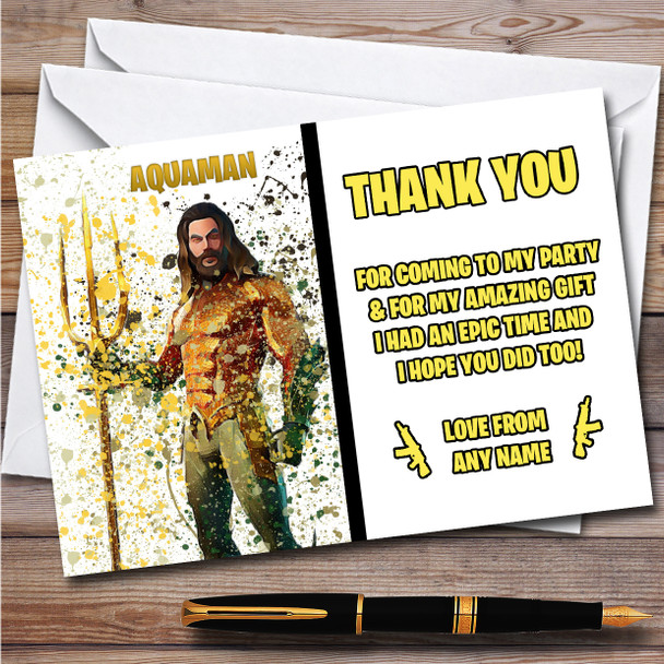 Splatter Art Gaming Fortnite Aquaman Children's Birthday Party Thank You Cards