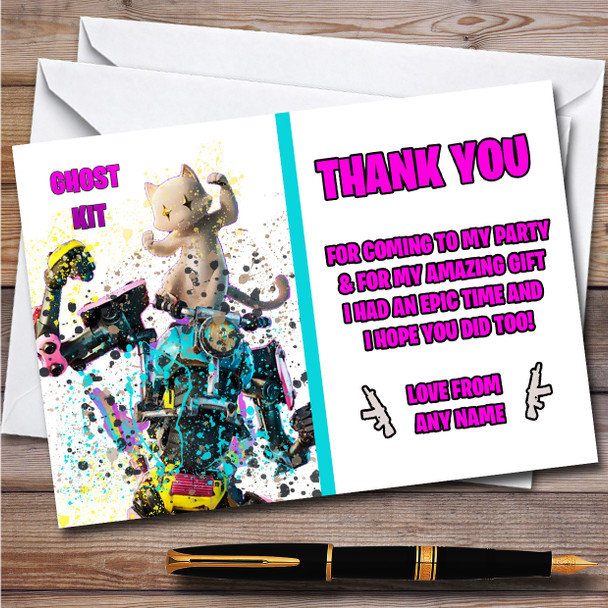 Splatter Art Gaming Fortnite Ghost Kit Children's Birthday Party Thank You Cards