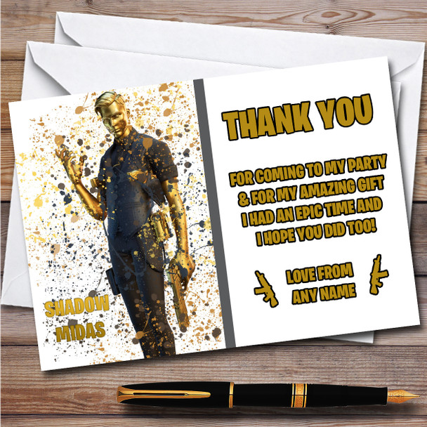 Splatter Art Gaming Fortnite Shadow Midas Birthday Party Thank You Cards