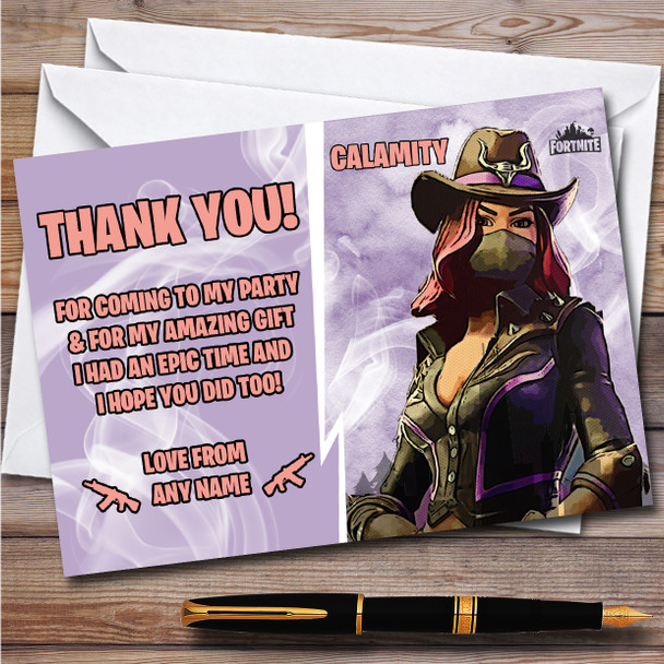 Calamity Gaming Comic Style Fortnite Skin Birthday Party Thank You Cards