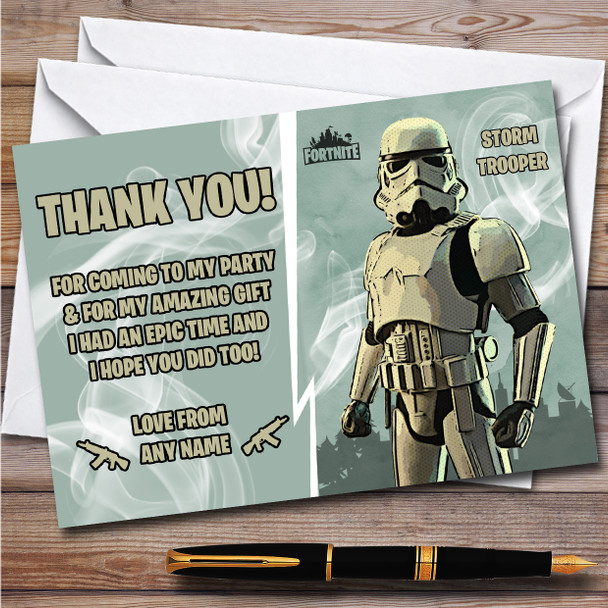 Storm Trooper Gaming Comic Style Fortnite Skin Birthday Party Thank You Cards