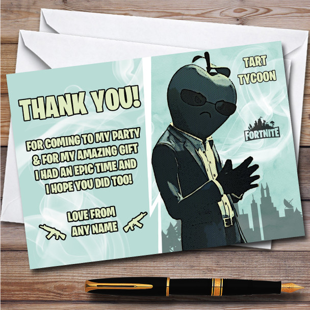 Tart Tycoon Gaming Comic Style Fortnite Skin Birthday Party Thank You Cards