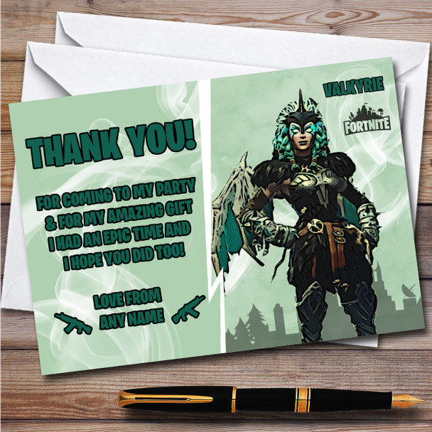 Valkyrie Gaming Comic Style Fortnite Skin Birthday Party Thank You Cards