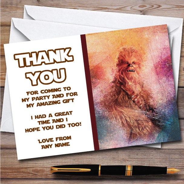 Chewbacca Abstract Children's Kids Personalized Birthday Party Thank You Cards