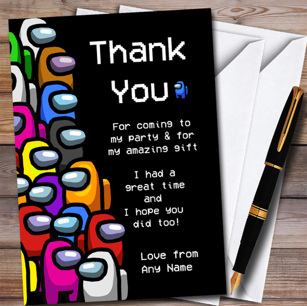 Among Us Character Pile Crewmate Children's Birthday Party Thank You Cards