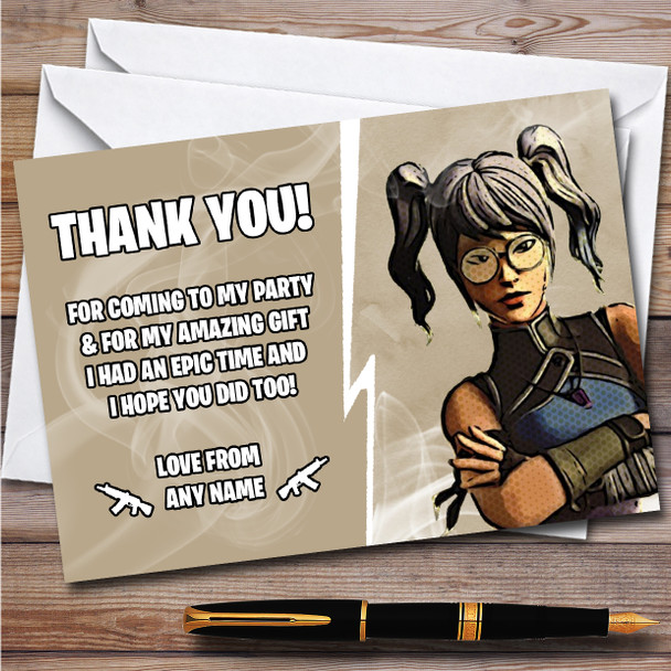 Crystal Gaming Comic Style Fortnite Skin Birthday Party Thank You Cards