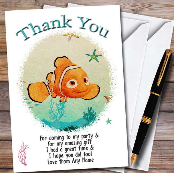 Finding Nemo Retro Children's Kids Personalized Birthday Party Thank You Cards