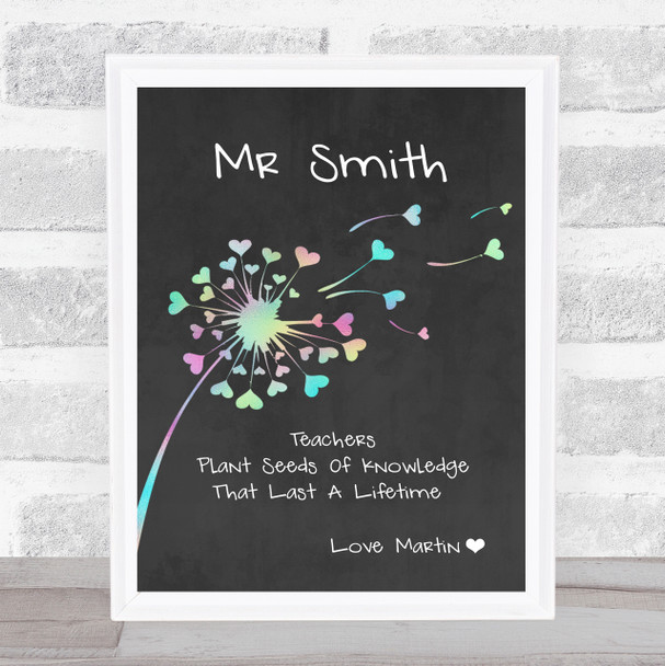 Dandelion Rainbow Seeds Of Knowledge Thank You Chalk Personalized Wall Art Print