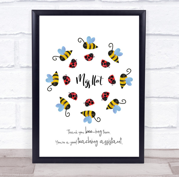 Thank You Teaching Assistant Bess And Ladybirds Personalized Wall Art Print