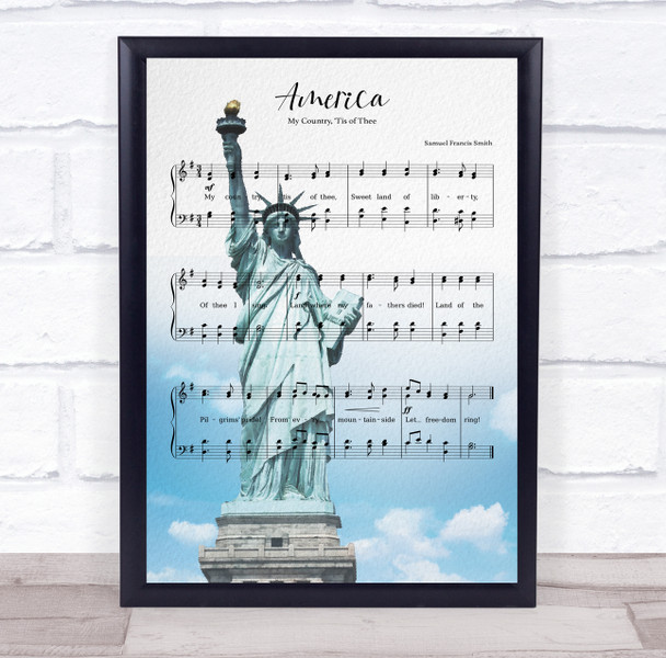 America (My Country, 'Tis Of Thee) Patriotic Music Sheet Clouds Wall Art Print