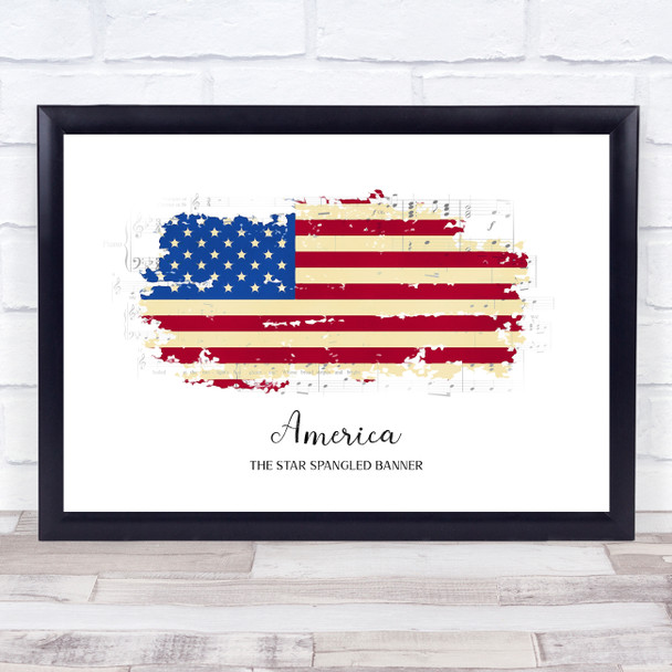 American Flag In Paint The Star Spangled Banner Music Sheet Wall Art Print