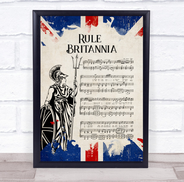 Rule Britannia Music Sheet Vintage Soldier Trident Wall Art Print