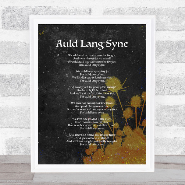 Auld Lang Syne Chalk Effect Flower Of Scotland Wall Art Print