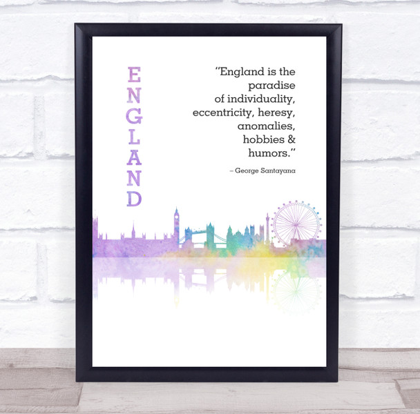 England Watercolour Purple Paradise Cityscape Wall Art Print