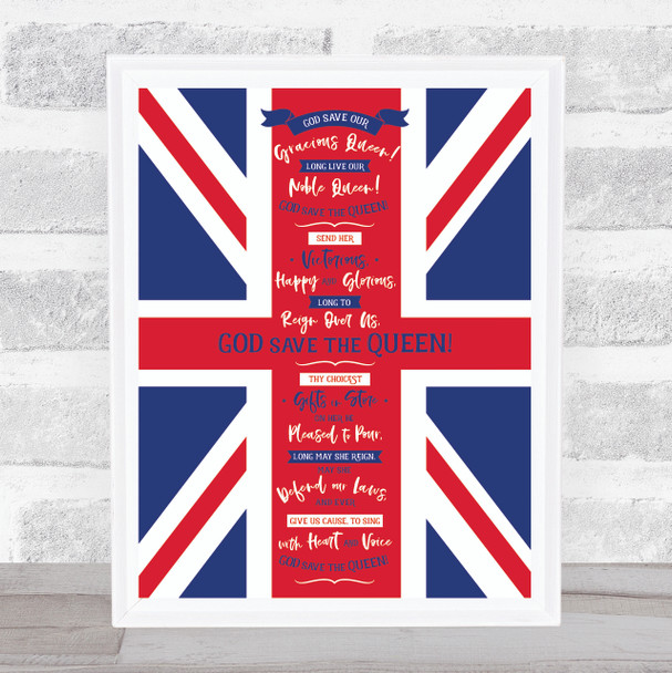 United Kingdom National Anthem Flag Wall Art Print