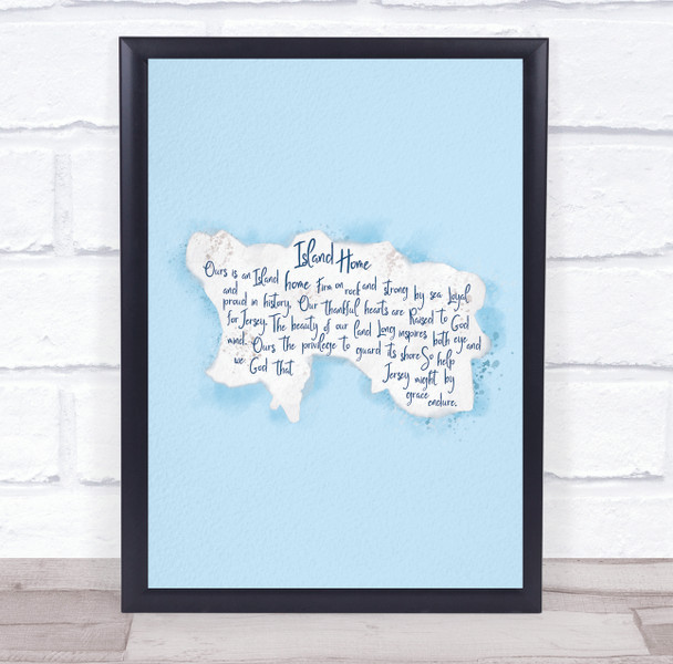 Jersey Blue Watercolour Wall Art Print