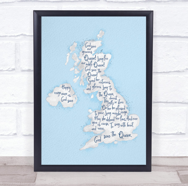 U.K Blue Watercolour Wall Art Print U.K Blue Watercolour Wall Art Print