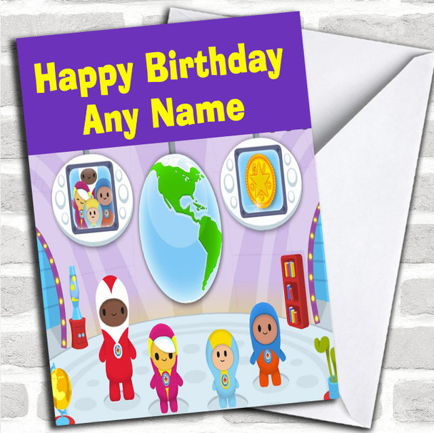 Go Jetters Purple  Personalized Children's Birthday Card