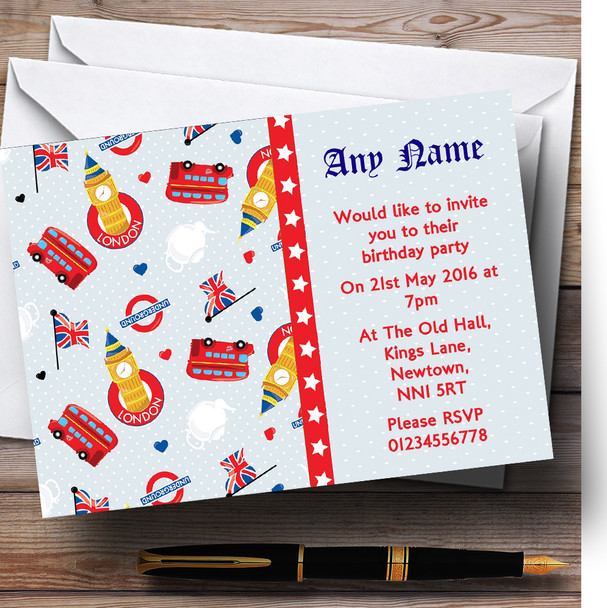 London Bus And Underground Personalized Birthday Party Invitations