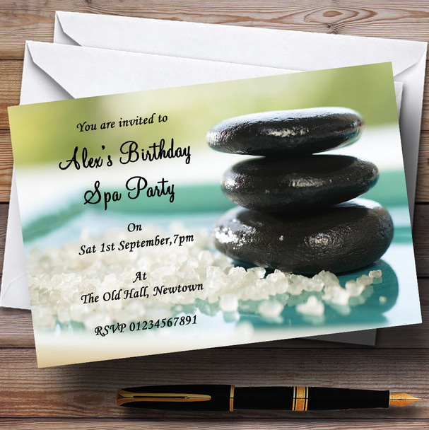 Relaxing Spa Day Theme Personalized Birthday Party Invitations