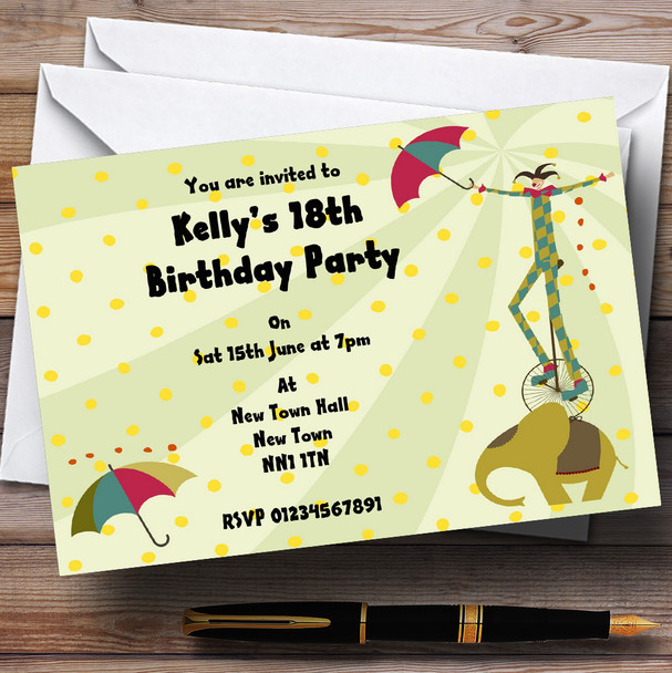 Circus Themed Personalized Party Invitations