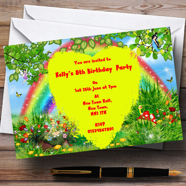 Rainbow Fairy Butterfly Personalized Children's Party Invitations