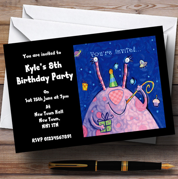 Monster Alien Space Children's Personalized Party Invitations