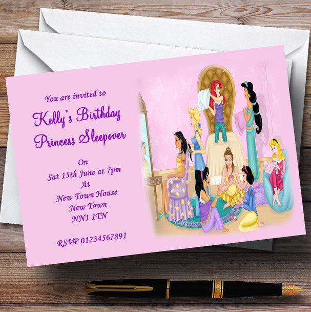 Princess Sleepover Slumber Makeover Personalized Party Invitations