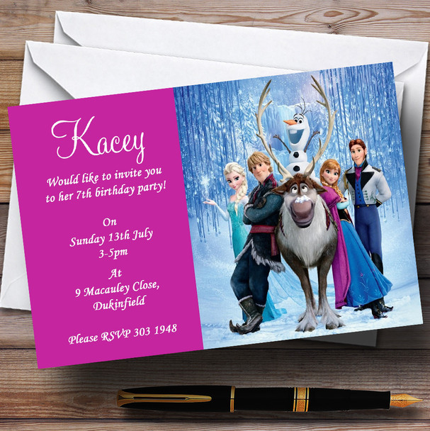 Frozen Pink Personalized Children's Birthday Party Invitations