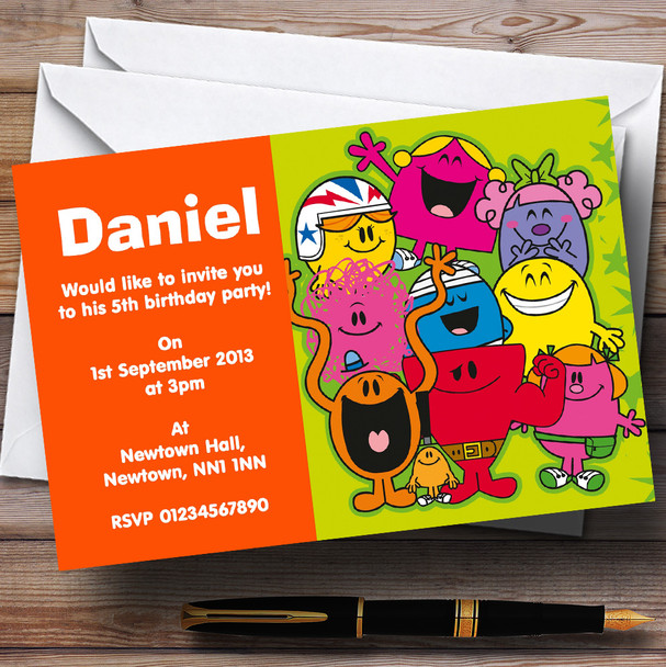 Mr Men Personalized Children's Birthday Party Invitations