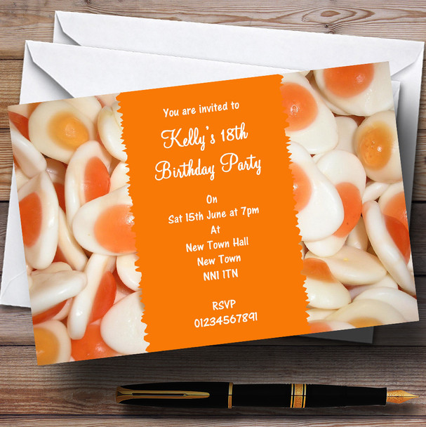 Fried Egg Sweets Personalized Children's Party Invitations