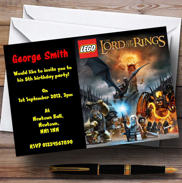 Lego Lord Of The Rings Personalized Children's Party Invitations