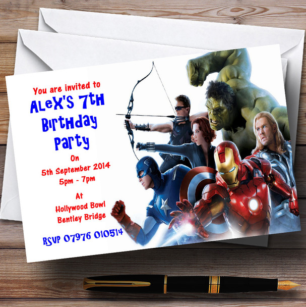 The Avengers Superheroes Personalized Children's Party Invitations
