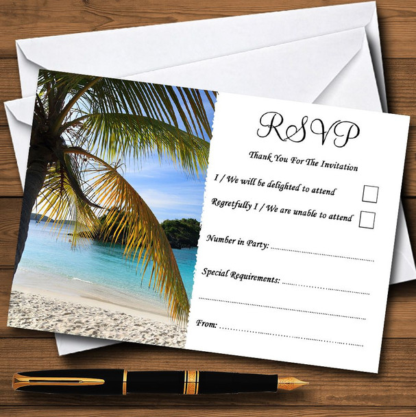 Palm Tree Beach Abroad Personalized RSVP Cards