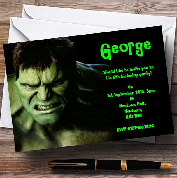 The Incredible Hulk Personalized Children's Party Invitations