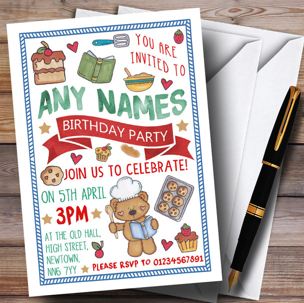 Baking Cakes Cooking Children's Birthday Party Invitations