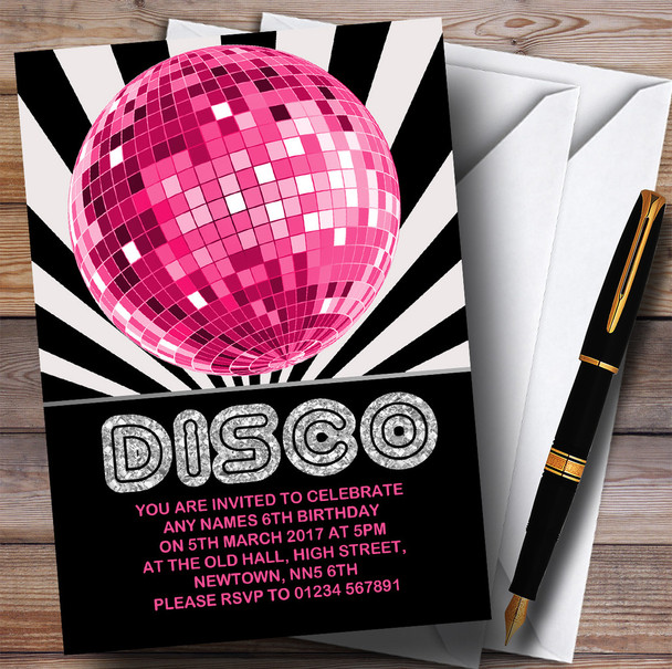 Disco Ball Pink Children's Birthday Party Invitations