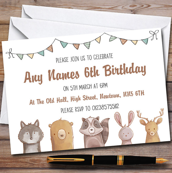 Forest Woodland Animals Children's Birthday Party Invitations