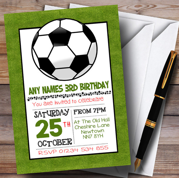 Grass Pitch Football Children's Birthday Party Invitations