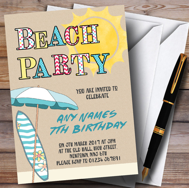 Beach Party Sand Children's Birthday Party Invitations
