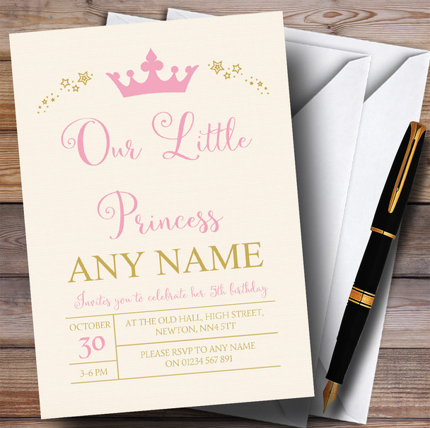 Pink Crown Princess Children's Birthday Party Invitations