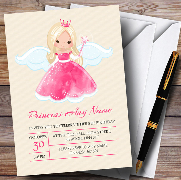 Pink Fairy Princess Children's Birthday Party Invitations