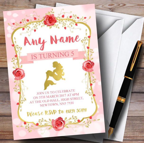 Pink Mermaid Children's Birthday Party Invitations